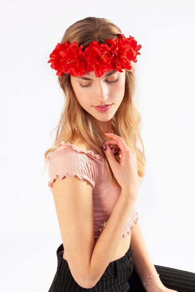 Bloemenkrans Haar Hibiscus Rood Hawaii Rode Bloemen Haarband, Kleding | Dames, Carnavalskleding en Feestkleding, Nieuw, Ophalen of Verzenden