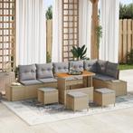 vidaXL 10-delige tuinset met kussens in beige poly rattan en, Verzenden, Nieuw