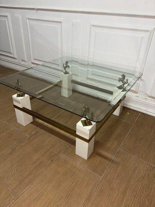 Middentafel - Glas, Messing, Hout, Huis en Inrichting, Overige Huis en Inrichting