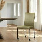 Leren eetkamerstoel Comfort met wieltjes - Vintage Olive, Huis en Inrichting, Overige kleuren, Nieuw, Leer, Ophalen of Verzenden