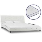vidaXL Bed met traagschuim matras kunstleer wit 140x200 cm, Verzenden, Nieuw