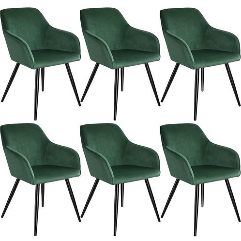 tectake Eetkamerstoel Marilyn fluweellook, zwarte stoelpoten, Huis en Inrichting, Stoelen, Verzenden
