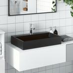 vidaXL Wastafel 60x38x11 cm gegoten mineraal/marmer matzwart, Doe-het-zelf en Bouw, Verzenden, Nieuw