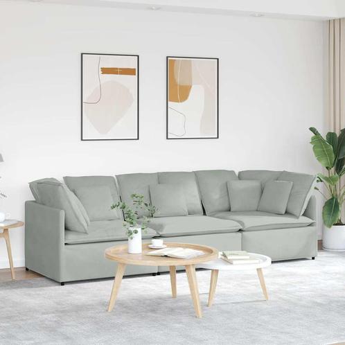 vidaXL Modulaire bank met kussens fluweel lichtgrijs, Huis en Inrichting, Zetels | Zetels, Nieuw, Verzenden