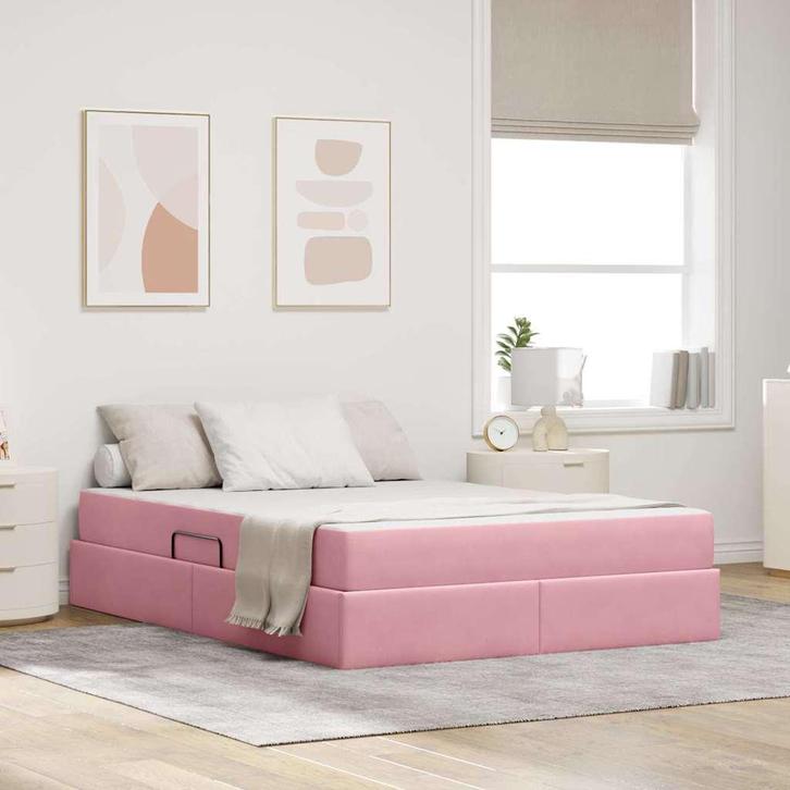 vidaXL Opbergbed met matras met matras Roze 140 x 190 cm, Maison & Meubles, Chambre à coucher | Lits, Envoi