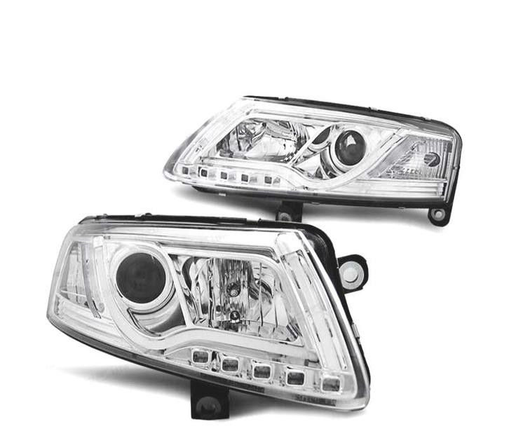 Phares Pour Audi A6 C6 04-08 Daylight Drl Led Chromé, Auto-onderdelen, Verlichting, Verzenden