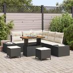vidaXL Tuinbank Set met kussen 8 pcs Zwart Poly rattan, Tuin en Terras, Verzenden, Nieuw