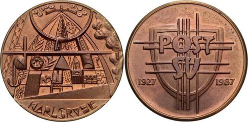 Cu-medaille 1987 medaille von Viktor Huster 1955 Baden-baden, Postzegels en Munten, Penningen en Medailles, Verzenden