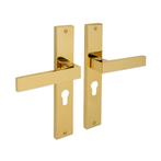 Lusso geveerd op schild cilindergat 55mm messing PVD - de..., Ophalen of Verzenden, Nieuw, IJzer, Klink of Kruk