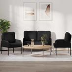 vidaXL Sofa-Sets met kussen 3 pcs Zwart 115 x 56 x 80 cm, Huis en Inrichting, Verzenden, Nieuw