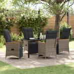 vidaXL 5-delige tuin eetset met kussens - Grijs - Poly, Tuin en Terras, Tuinstoelen, Verzenden, Nieuw