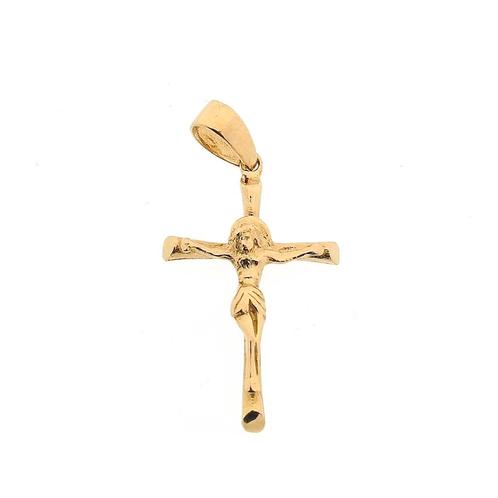 Gouden hanger van een kruis met corpus (religieus), Handtassen en Accessoires, Bedels, Gebruikt, Overige merken, Goud, Ophalen of Verzenden