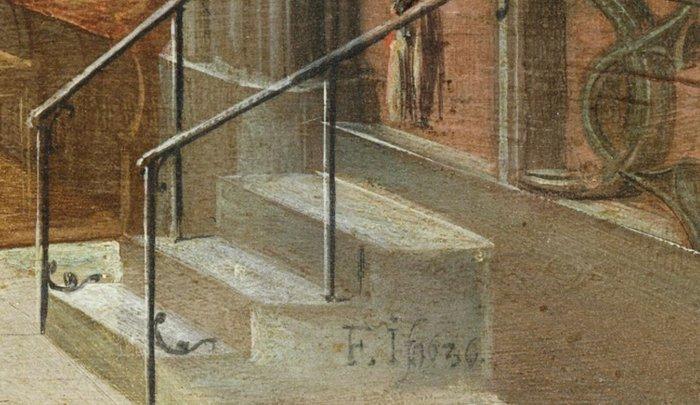 Nordeuropäische Schule (XVII) - Church interior with, Antiek en Kunst, Kunst | Schilderijen | Klassiek