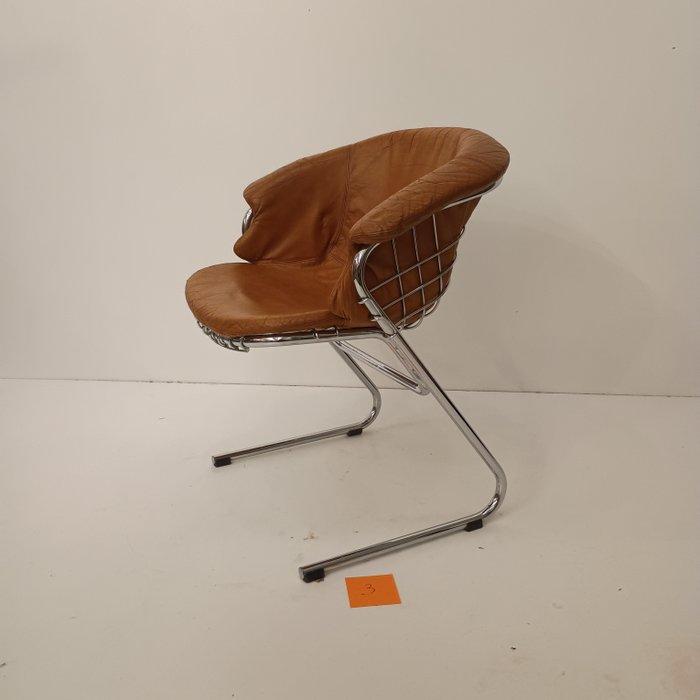 thema - Gastone Rinaldi - Stoel - Staal, Leder - Kavel 3, Antiquités & Art, Antiquités | Meubles | Chaises & Canapés