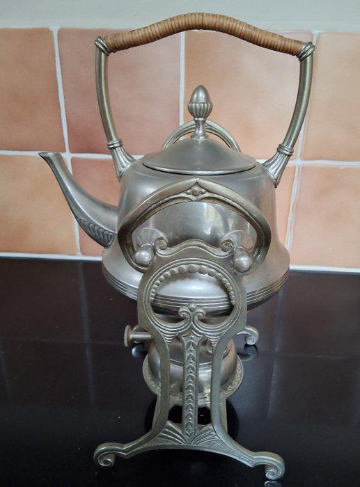 Waterkoker op standaard en brander - Tin - Boulloire, Antiek en Kunst, Kunst | Designobjecten