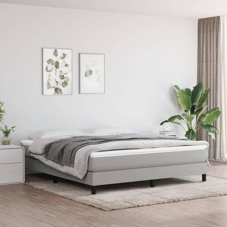 vidaXL Boxspring bed stof lichtgrijs 180x200 cm, Maison & Meubles, Chambre à coucher | Lits, Envoi