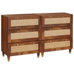 vidaXL Dressoir Set 2 pcs Bruin 60 x 33.5 x 75 cm Massief, Verzenden, Nieuw