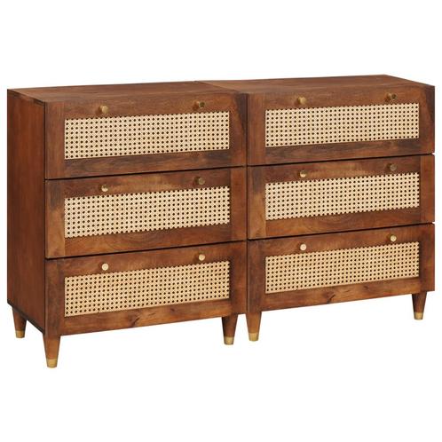 vidaXL Dressoir Set 2 pcs Bruin 60 x 33.5 x 75 cm Massief, Huis en Inrichting, Kasten | Overige, Nieuw, Verzenden