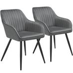 tectake Stoel Marilyn, fluweeloptiek, gestikt - grijs / zwar, Huis en Inrichting, Stoelen, Verzenden, Nieuw
