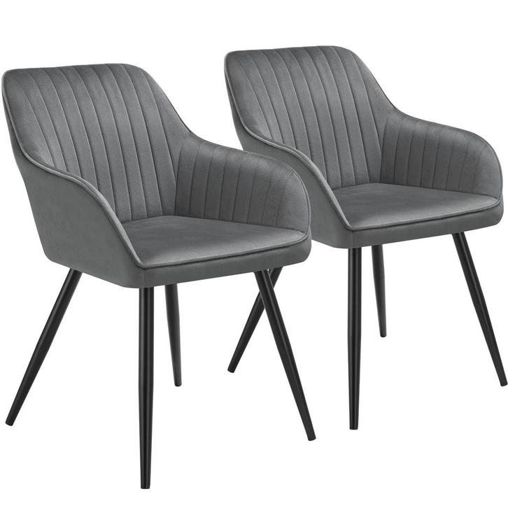 tectake Stoel Marilyn, fluweeloptiek, gestikt - grijs / zwar, Huis en Inrichting, Stoelen, Verzenden