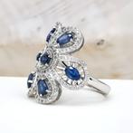 Zonder minimumprijs - Ring Verguld Saffier - Topaas - 18kt, Handtassen en Accessoires, Ringen, Nieuw