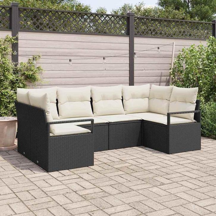 vidaXL Tuinbank Set met kussen met opslag 6 pcs Zwart en, Tuin en Terras, Tuinsets en Loungesets, Nieuw, Verzenden