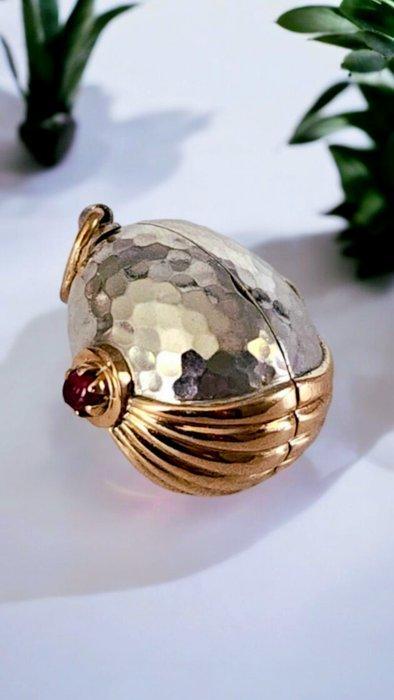 Pendentif - 14 carats Or jaune, Pendentif œuf impérial russe, Handtassen en Accessoires, Antieke sieraden