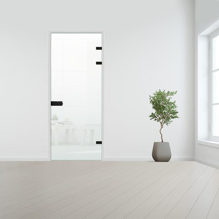 Glazen binnendeur XL voor stomp kozijn zwart beslag-Satijn g, Doe-het-zelf en Bouw, Glas en Ramen, Nieuw, Verzenden
