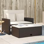 vidaXL Tuinbank 2-zits met kussens poly rattan bruin, Tuin en Terras, Verzenden, Nieuw