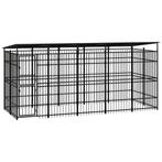 vidaXL Hondenkennel met dak 9,22 m² staal, Verzenden, Nieuw