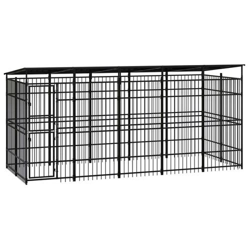 vidaXL Hondenkennel met dak 9,22 m² staal, Dieren en Toebehoren, Hondenbenches, Nieuw, Verzenden