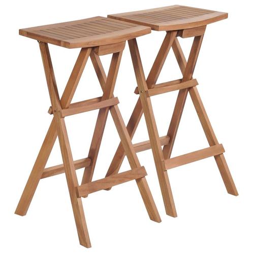 vidaXL Barkrukken inklapbaar 2 st massief teakhout, Tuin en Terras, Tuinstoelen, Nieuw, Verzenden