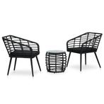 vidaXL 3-delige Bistroset poly rattan zwart, Tuin en Terras, Verzenden, Nieuw