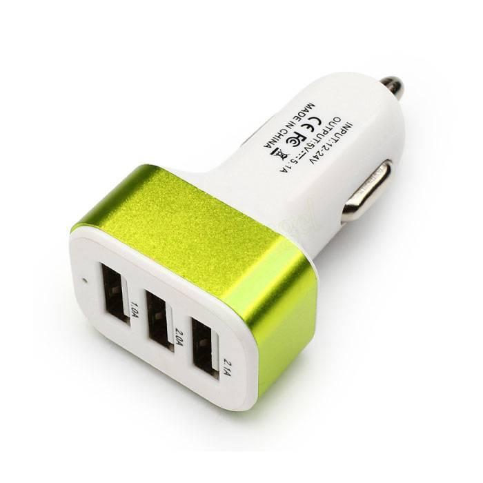 High Speed 3-Port Autolader/Carcharger 5V - 4.1A - Groen, Telecommunicatie, Mobiele telefoons | Toebehoren en Onderdelen, Nieuw