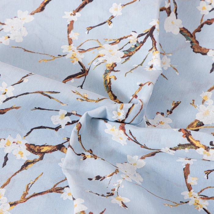 Elegant decoratief textiel – Kersenbloesem op een fijn, Antiek en Kunst, Antiek | Tapijten, Tafelkleden en Textiel