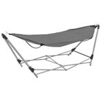 vidaXL Hangmat met inklapbare standaard grijs, Tuin en Terras, Hangmatten, Verzenden, Nieuw