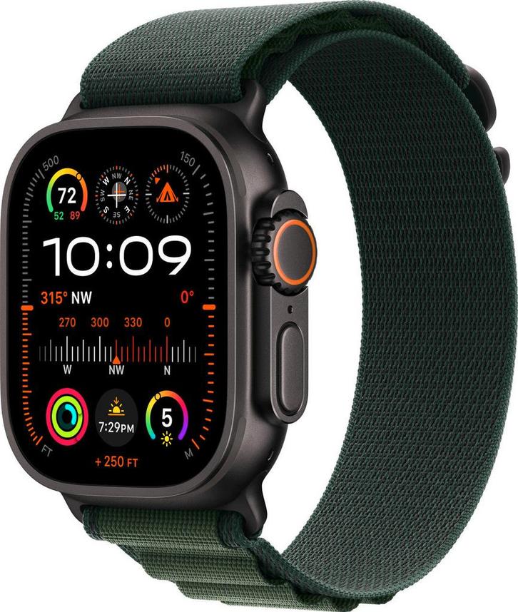 Apple Watch Ultra 2 4G 49mm Black Titanium slimme horloges, Handtassen en Accessoires, Smartwatches, Verzenden