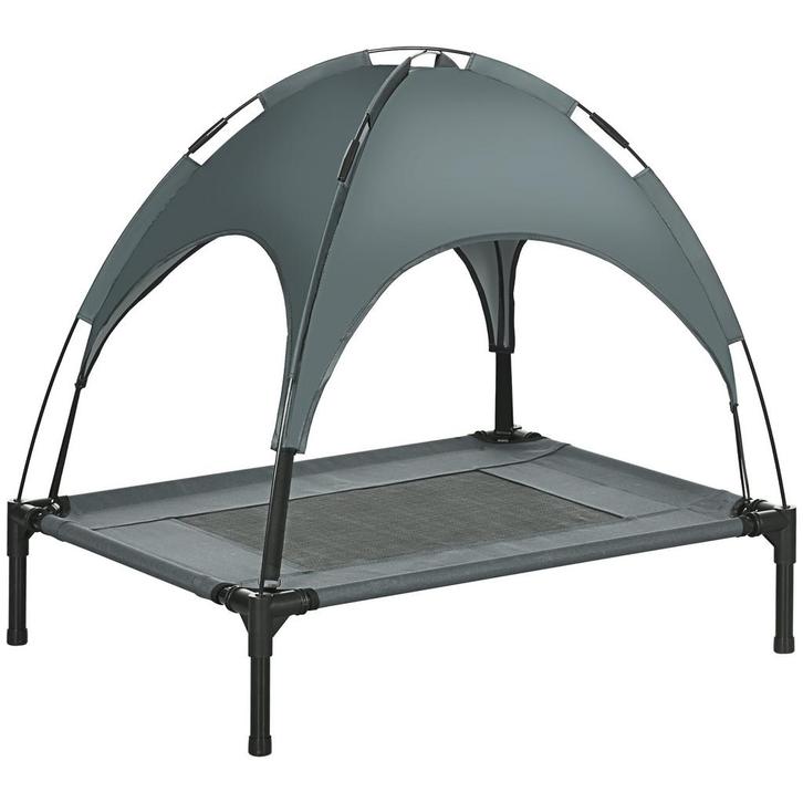 Hondenbed - Luxe Hondenlounge - Verhoogd en overdekt - Grijs, Dieren en Toebehoren, Hondenbenches, Nieuw, Ophalen of Verzenden