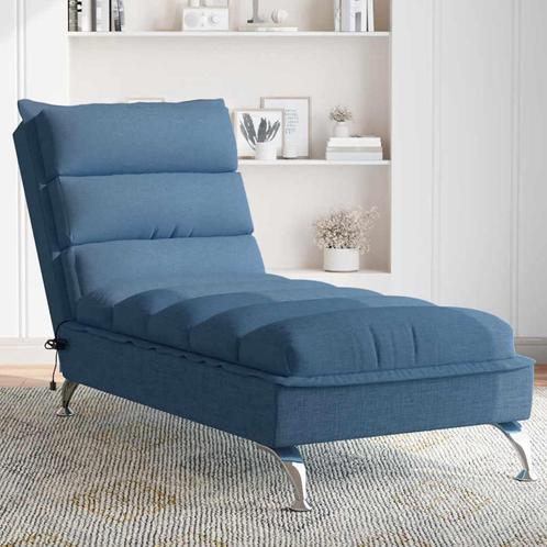 vidaXL Massage chaise longue met kussens stof blauw, Huis en Inrichting, Zetels | Zetels en Chaises Longues, Nieuw, Verzenden