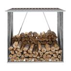 vidaXL Haardhoutschuur 163x83x154 cm gegalvaniseerd staal, Tuin en Terras, Verzenden, Nieuw