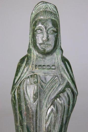 Beeldhouwwerk Figuur Beeldje Sculptee Kwanyin - Donkergroen