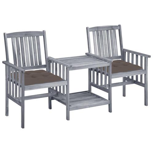 vidaXL Tuinstoelen met tafeltje en kussens massief, Tuin en Terras, Tuinsets en Loungesets, Nieuw, Verzenden