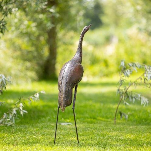 Sculptuuur voor buiten, Grote reiger - 1000 mm - Metaal -, Antiek en Kunst, Curiosa en Brocante