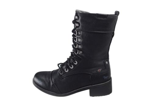 Mustang Veterboots in maat 38 Zwart | 10% extra korting, Kleding | Dames, Schoenen, Zwart, Zo goed als nieuw, Overige typen, Verzenden