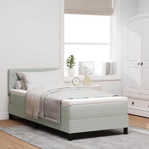 vidaXL Boxspringbed met Matras & LED Lichtgrijs 100x200 cm, Huis en Inrichting, Slaapkamer | Bedden, Nieuw, Verzenden