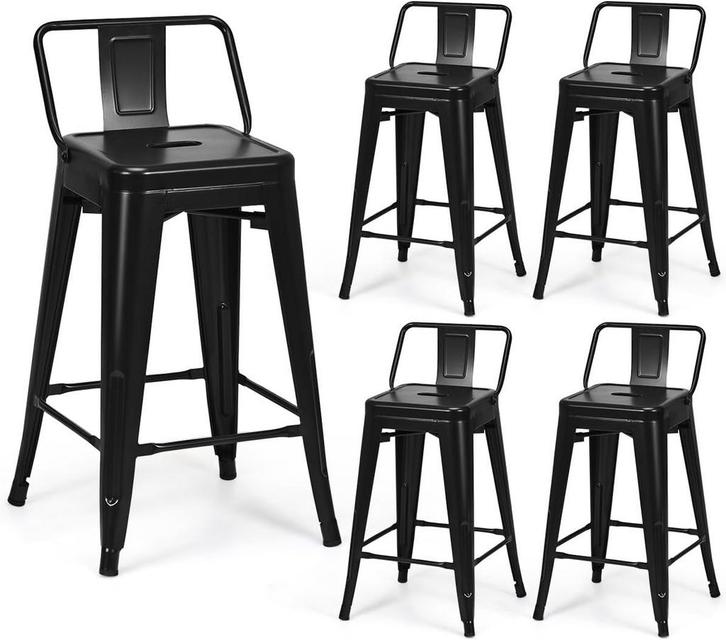 Barkrukken set van 4 - Barstoel met rugleuning - Barkruk - B, Maison & Meubles, Tabourets de bar, Envoi