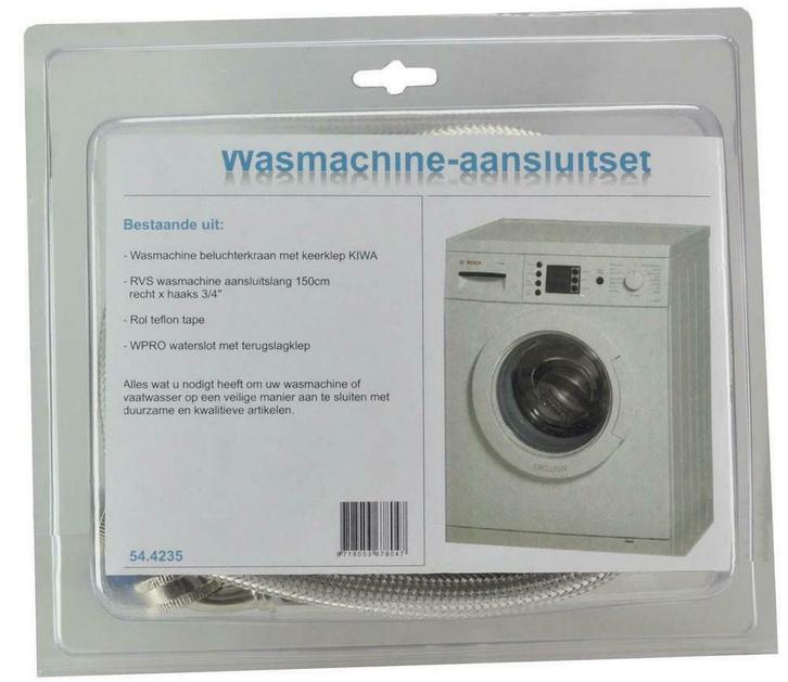 RVS wm aansluitset 150cm+kraan+waterslot, Bricolage & Construction, Sanitaire, Enlèvement ou Envoi