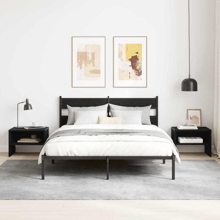 vidaXL Nachtkastje 2 pcs Zwart eiken 40 x 40 x 30 cm Bewerkt, Huis en Inrichting, Slaapkamer | Nachtkastjes, Nieuw, Verzenden