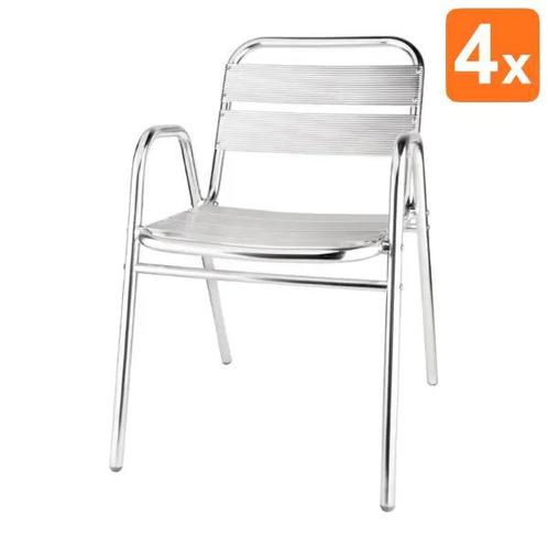 Stoelen | Aluminium | Grey | In-/Outdoor | Stapelbaar | 4, Zakelijke goederen, Horeca | Keukenapparatuur, Nieuw in verpakking