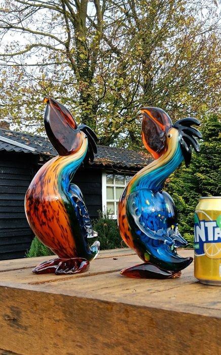 Sculpture, pelikaan set van 2 in murano stijl - 26 cm -, Antiek en Kunst, Kunst | Designobjecten